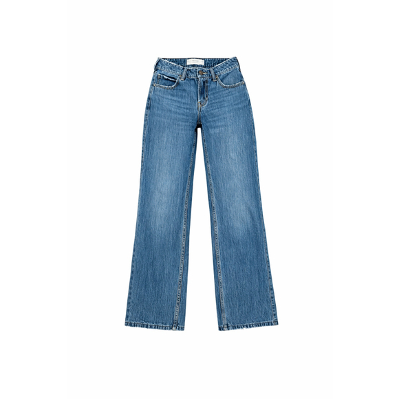 Hollister Denim - Hollister Women's Low Rise Baggy jeans Sz 00/24 Dark Wash Hem Distressing